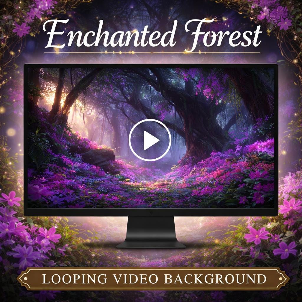 Enchanted Purple Flower Forest Loop | Floral Nature Background, Aesthetic Forest, Cozy Ambience | Animated Video Backdrop