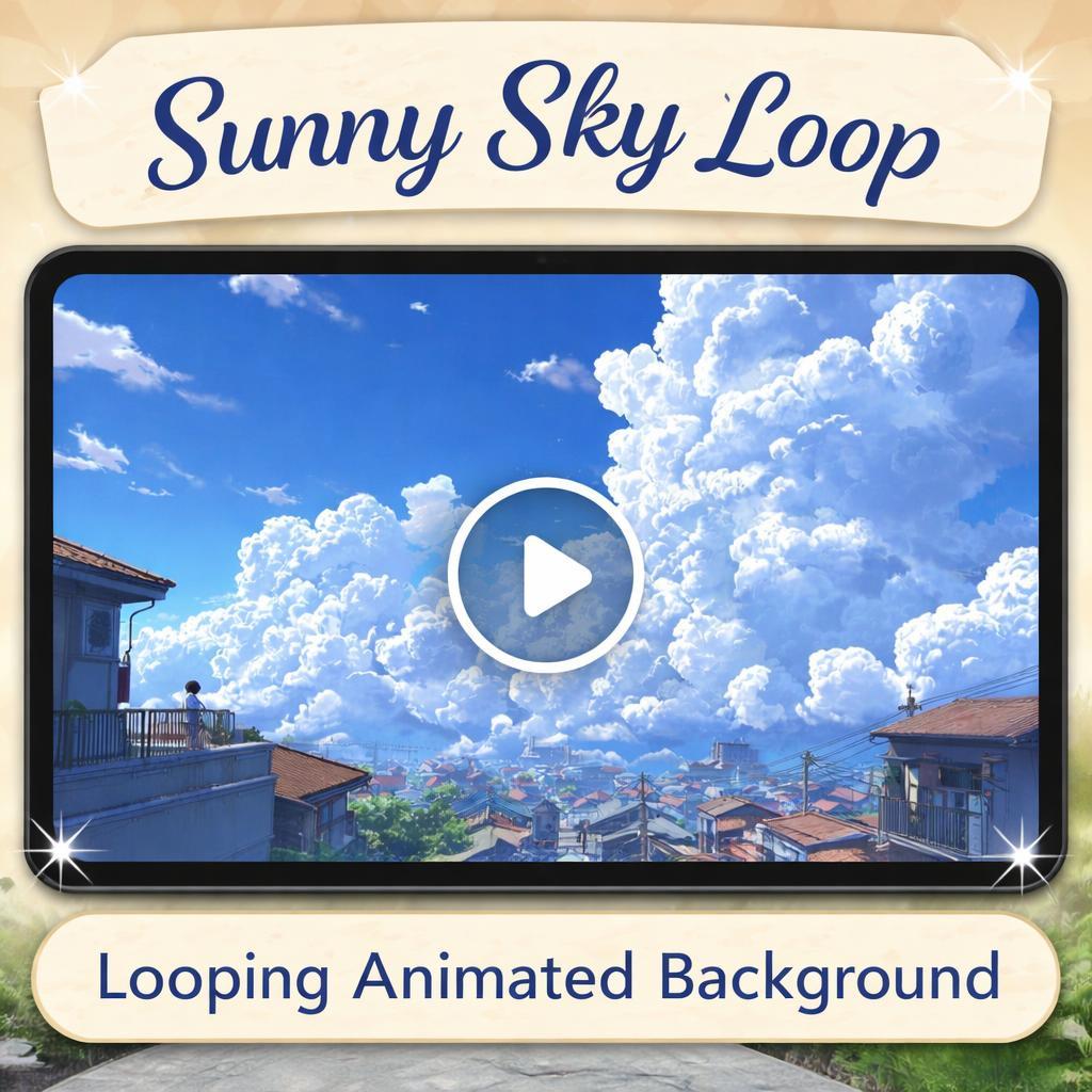 Anime city background loop | neon rain night sky clouds | aesthetic anime video for streaming, VTubers, overlays, and edits