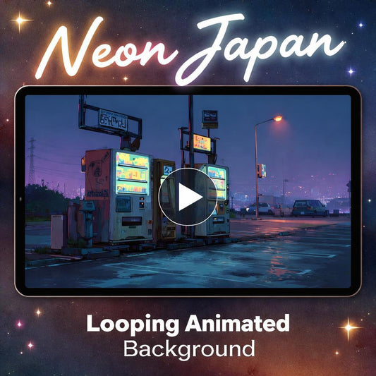 Neon background loop | Cyberpunk city night, vending machine animated video | Stream, overlays, YouTube, Twitch, music visuals