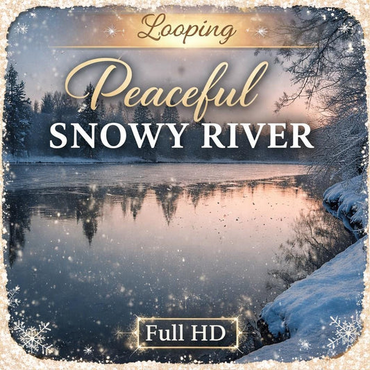 Snowy Winter River Loop Video | Calming nature background, cozy ambience, snowy video | Relaxation, streaming, screensaver