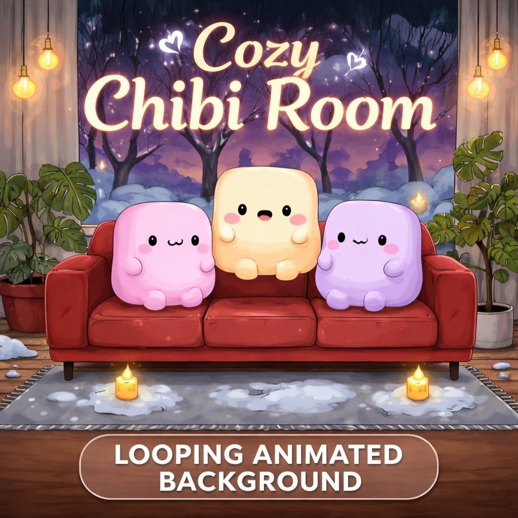 Kawaii animated background loop | Cozy winter snow ambience | Lofi study video, cute cozy background, relaxing winter loop