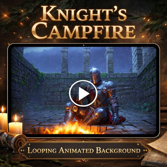 Medieval Knight Campfire Loop | Seamless Animated Background Video | Fantasy Motion Background for Streams, YouTube, VJ, Overlays