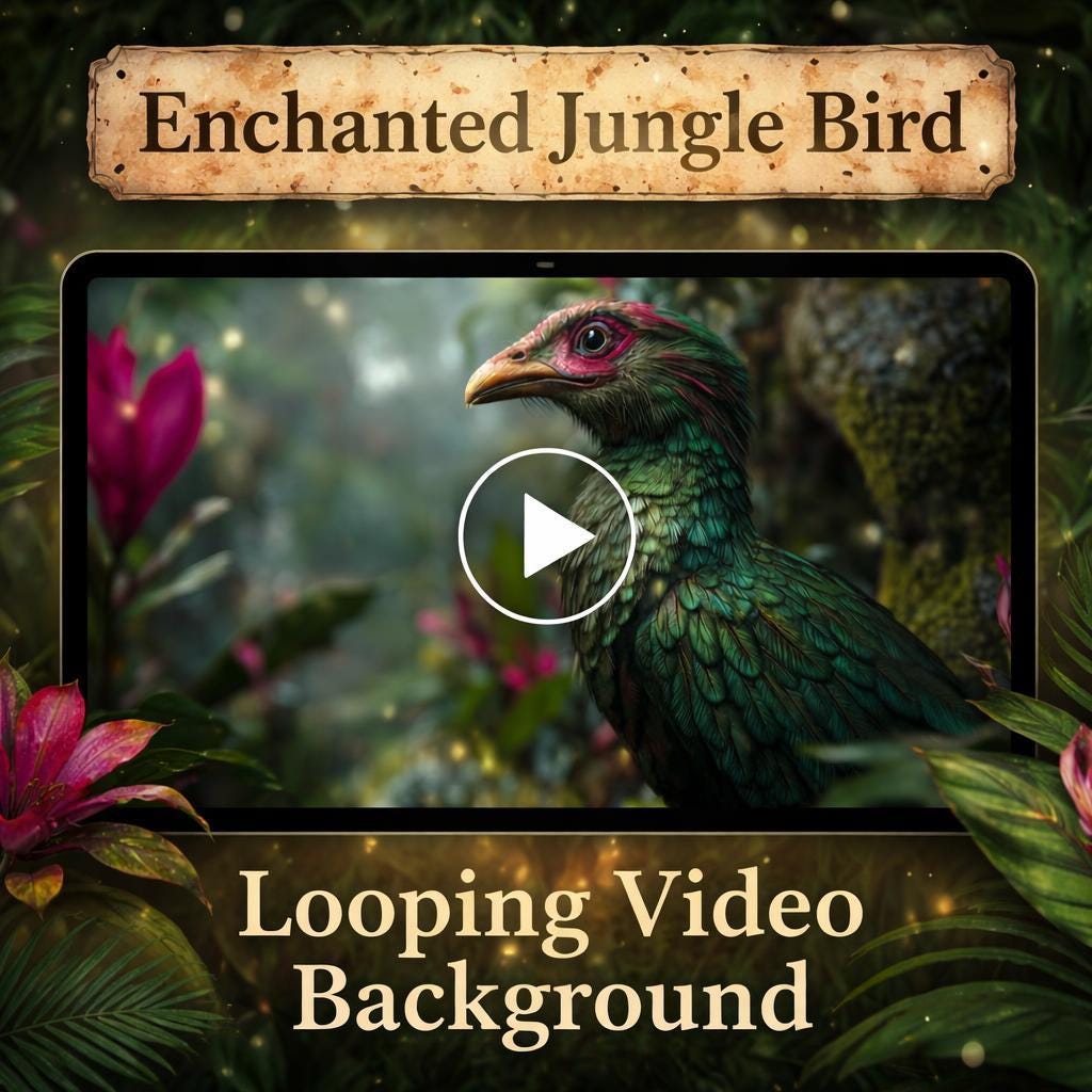 Tropical Jungle Loop Animation | Bird and Ocean Background Video | Seamless Animated Background for Fantasy & Magic Scenes