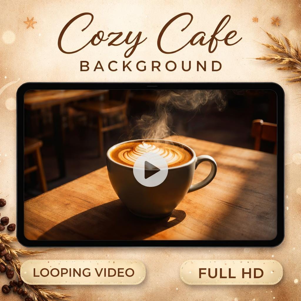 Steaming latte art loop video | Cozy cafe background, lofi ambience | Animated screen for relaxing decor