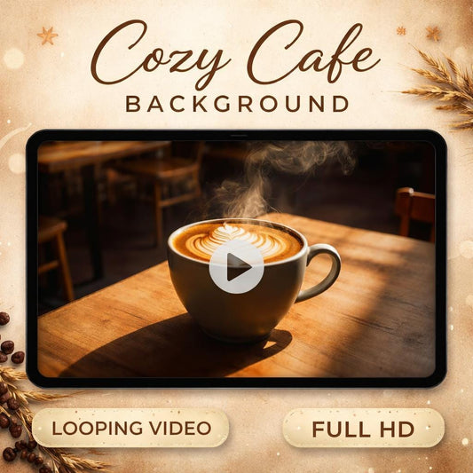 Steaming latte art loop video | Cozy cafe background, lofi ambience | Animated screen for relaxing decor