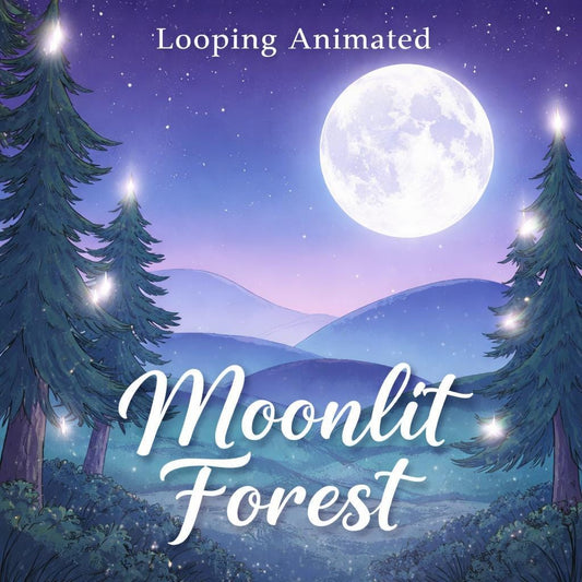 Moonlit forest background loop | Anime kawaii night video, cozy ambience, nature scene | Animated background for streams & VTubers