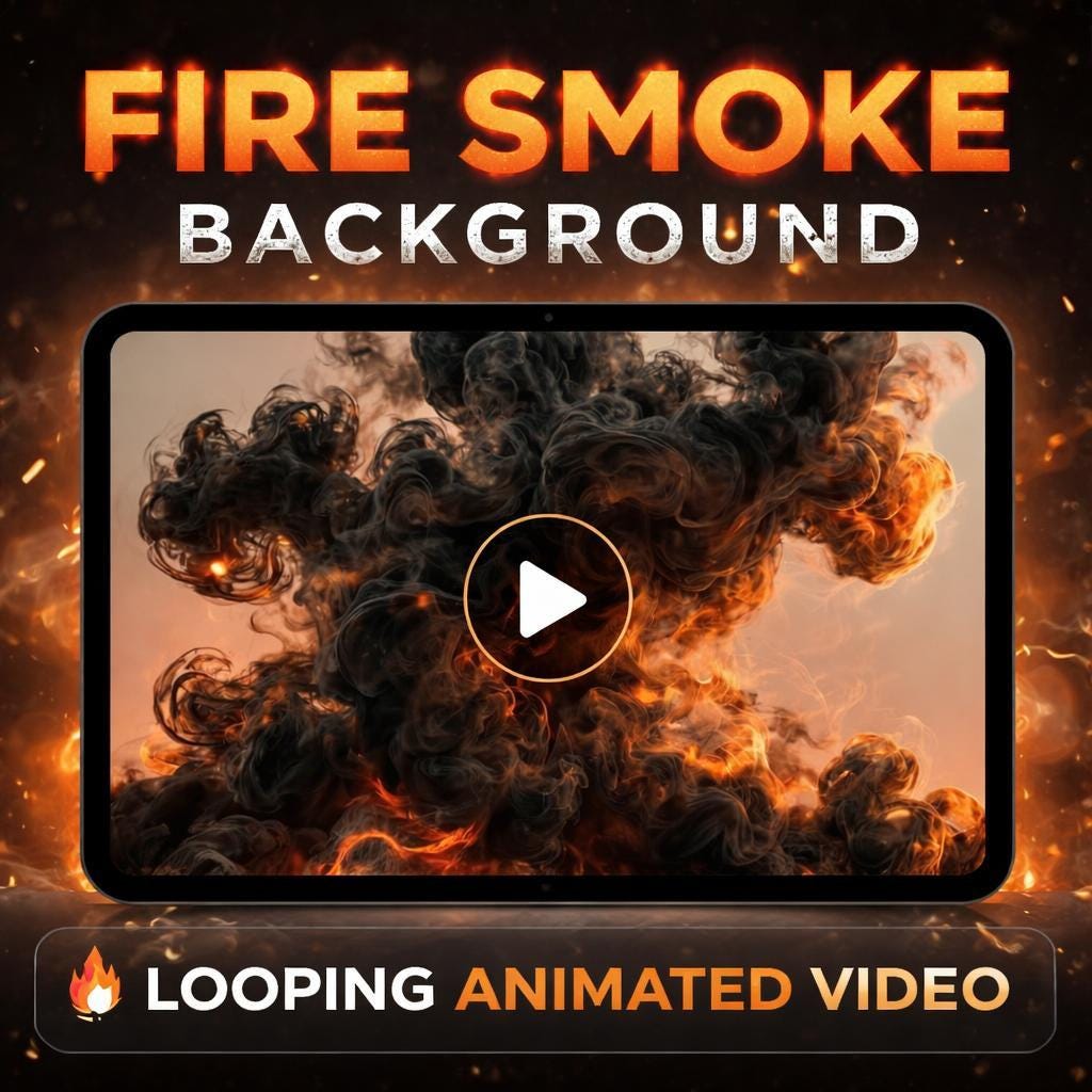 Looping Fire Smoke Background Video | Seamless Animated Backdrop | Abstract Looped Video for Overlays, VJ, Social Media, Editing