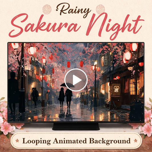 Tokyo Cherry Blossom Street Loop | Anime kawaii background, seamless animated backdrop | OBS, streaming, VJ visuals, overlays