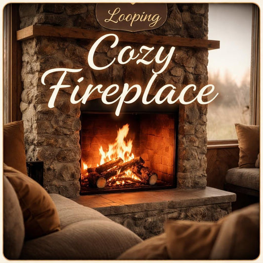 Cozy Cabin Fireplace Loop Video | Forest & Nature animated screen, seamless video | cozy ambience, lofi background, cabin backgro