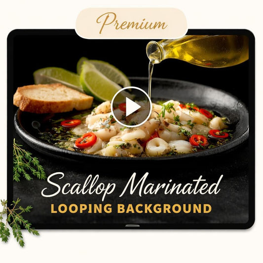 Ceviche pouring loop video | Seafood animated background | Seamless video background for menus, reels, and promos
