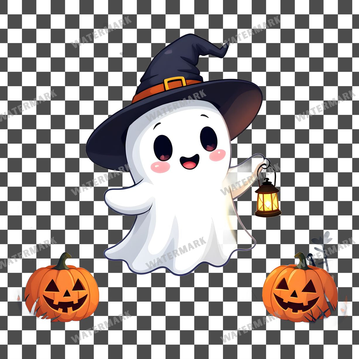 Adorable Chibi Ghost Floating Clipart Pngs