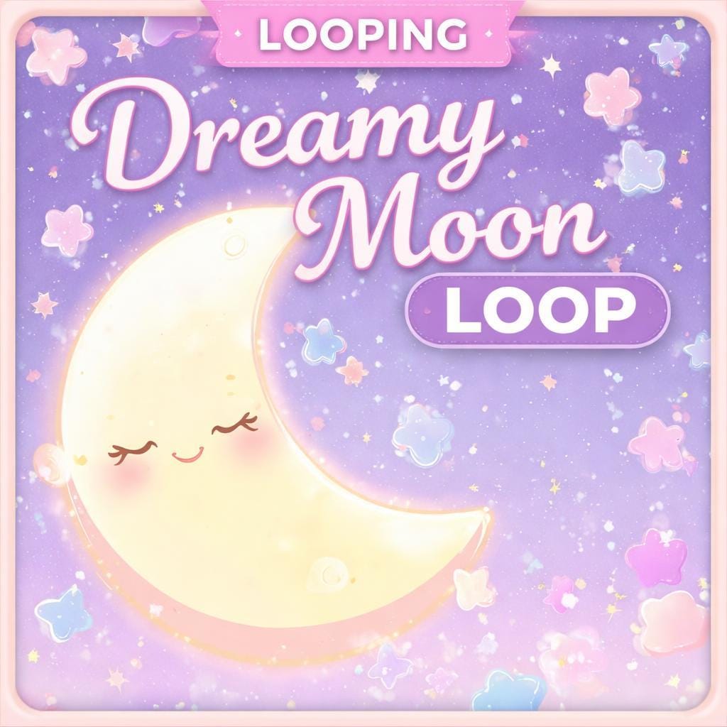 Kawaii Moon Nursery Loop Video | Cute night sky animated backdrop, space loop, moon background | Baby room, streaming, YouTube