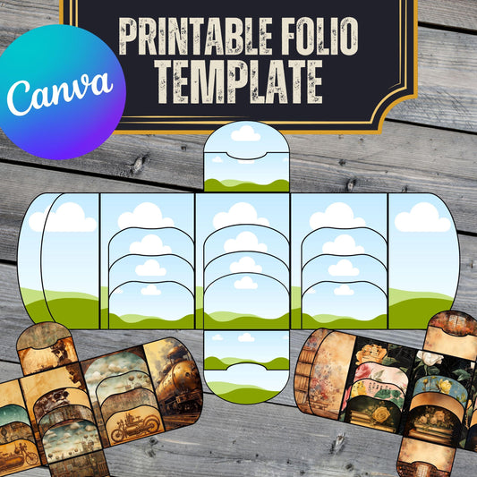 Canva Junk Journal Template, Custom Folio Kit, Digital Folding Folder Template, Junk Journals, Scrapbook Projects, Printable, Commercial Use