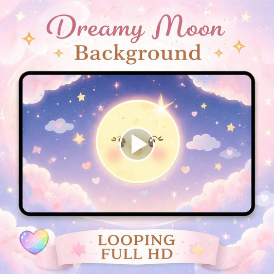 Kawaii Moon Background Loop | Night Sky Animated Video, Space Loop, Moon Video | Nursery Background, Calm Sleep Scene