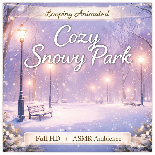 Snowy Winter Park Loop Video | Animated background, cozy ambience, gentle snow, holiday scene | Streaming, overlays, screens, events