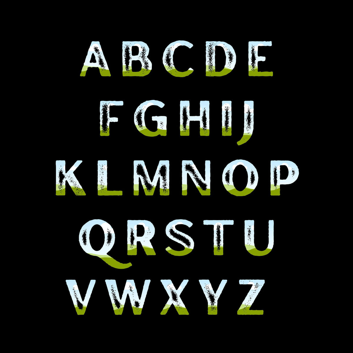 Letter Canva Frames - Drag and Drop Frames -  Distressed Fillable Alphabet Font Letters PNG Canva Frame Alphaset Doodle Templates