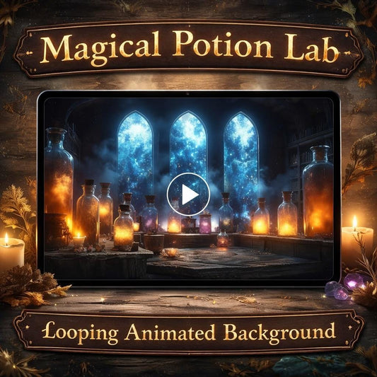 Witchcore animated background | Potion lab loop video, seamless video background | Fantasy magic overlays, streams, VTubers