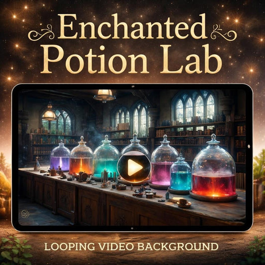 Witchcraft Potion Lab Loop Video | Animated seamless background, fantasy magic lab | Video background for streams and videos