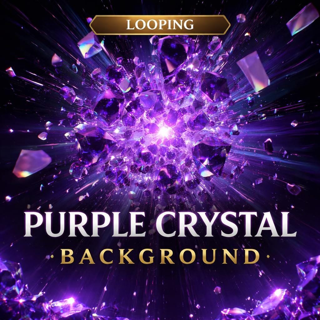 Purple crystal shatter loop video | seamless abstract animated background | purple video background for edits and overlays