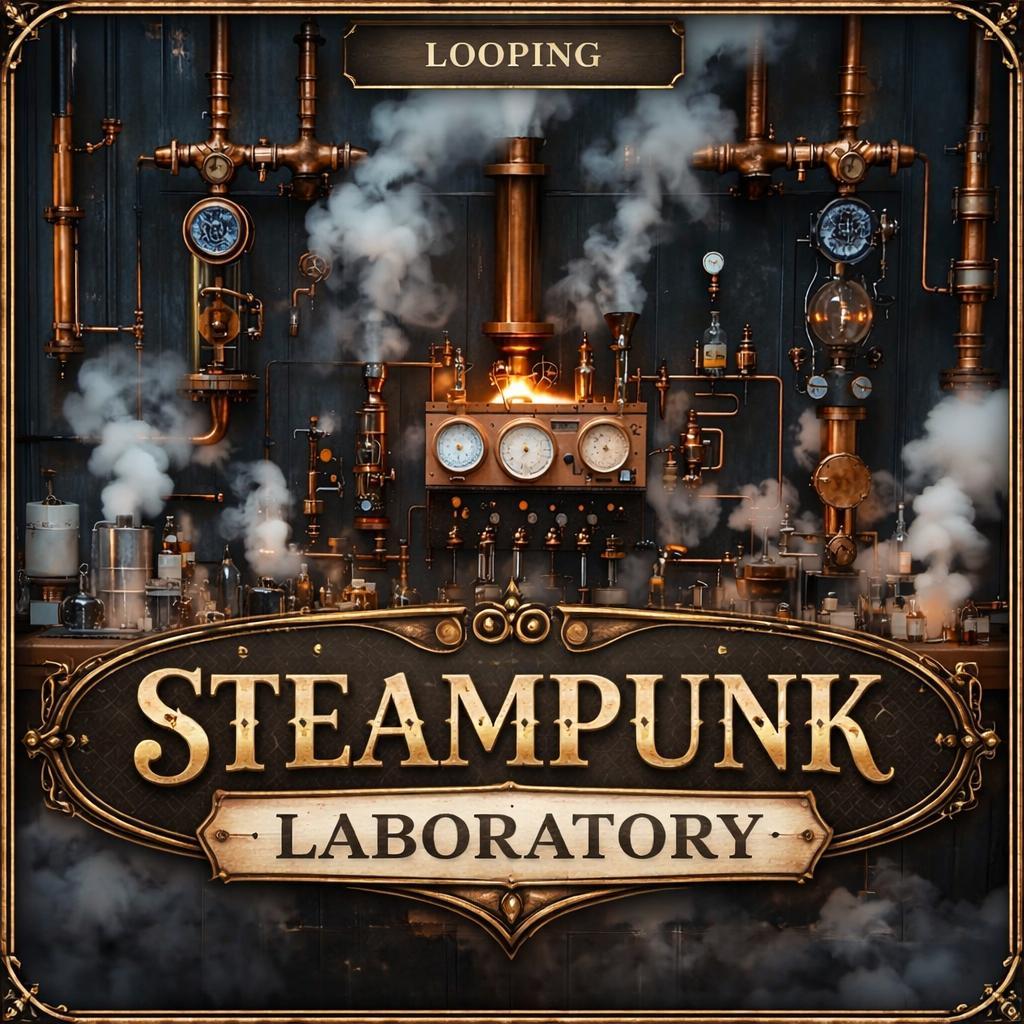 Steampunk background loop | Industrial laboratory animation video | Seamless looping video background for creators and streams