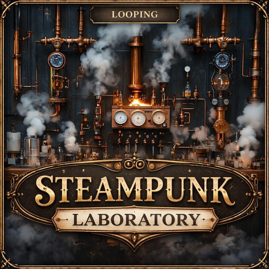 Steampunk background loop | Industrial laboratory animation video | Seamless looping video background for creators and streams