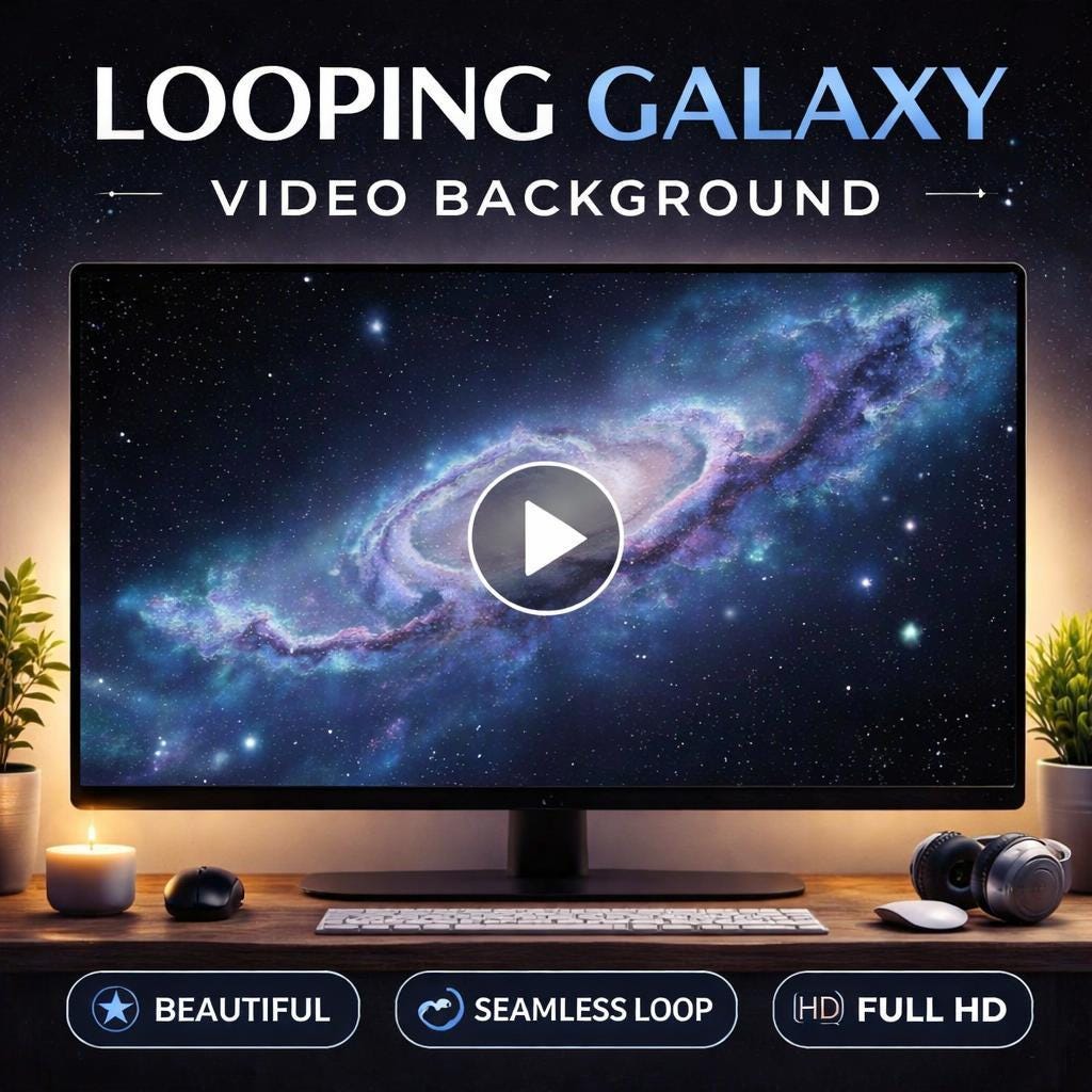 Galaxy Spiral looping animated video background, preview thumbnail