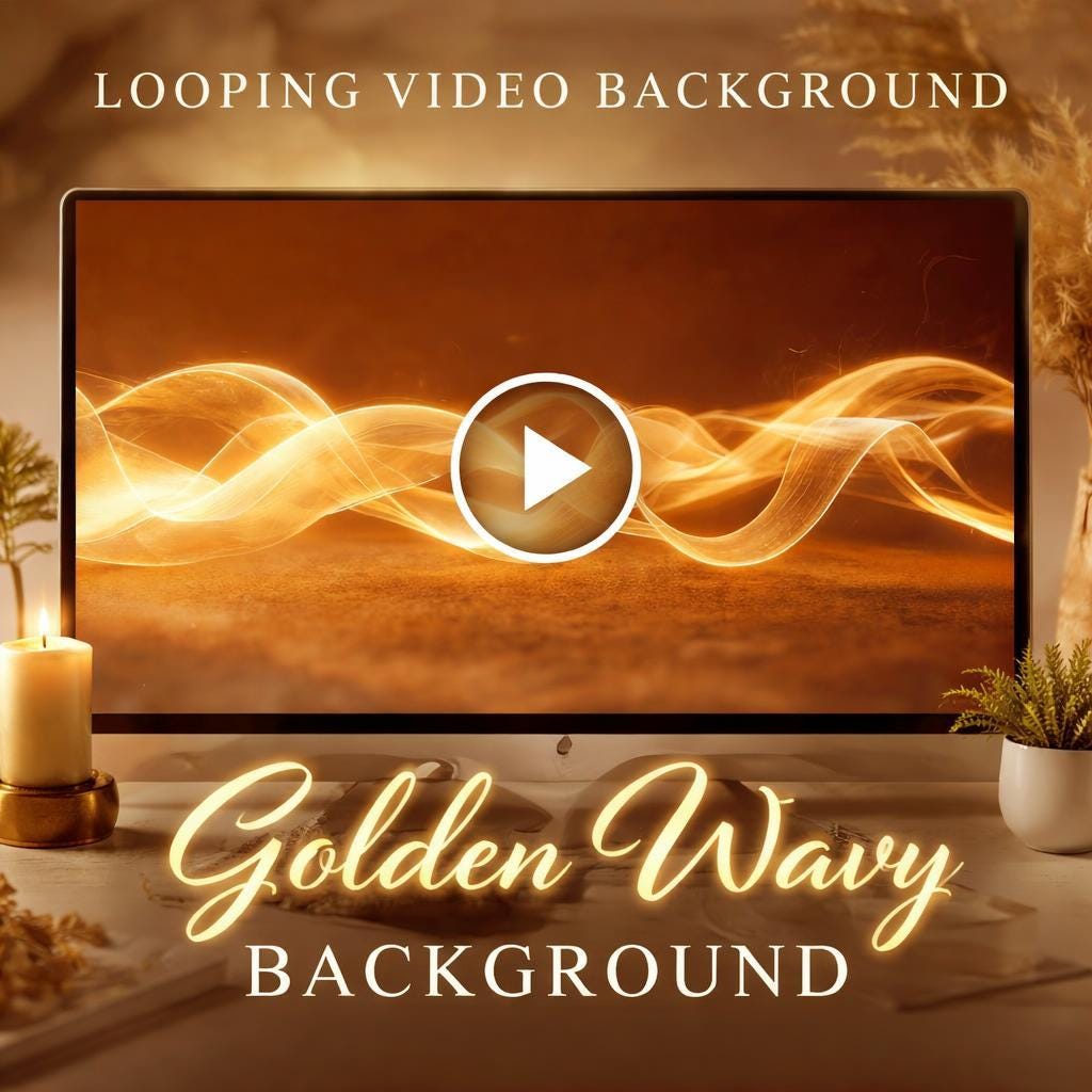 Golden Light Wave Loop Video | Abstract seamless animated background | Calming ocean-inspired golden light for video projects