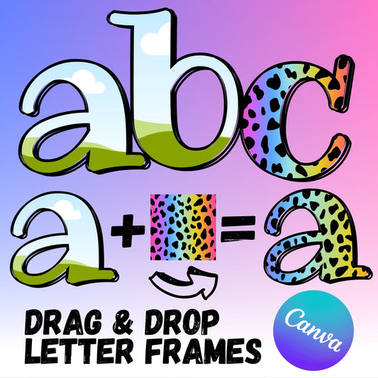 CANVA Doodle Letters - Drag and Drop Frames - Groovy Retro Doodle Fillable Alphabet Font Letters PNG Canva Frame Alphaset Doodle Templates