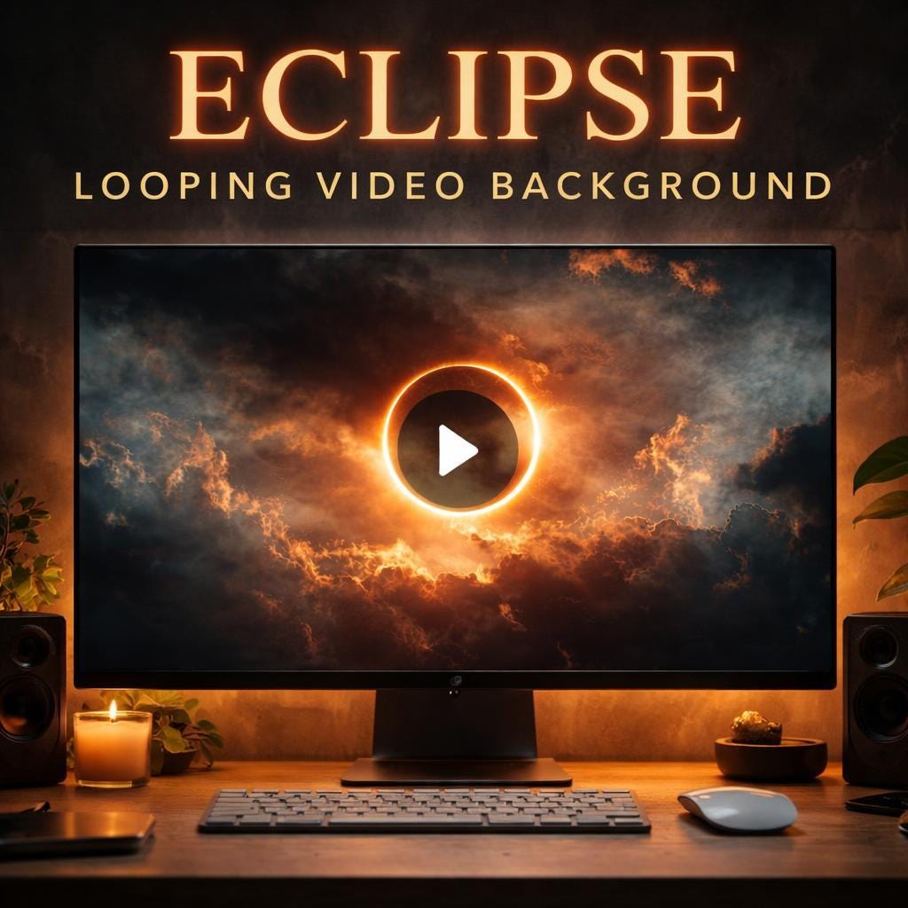 Solar Eclipse Ring Loop Video | Seamless Animated Background, Celestial Space | Video Background for Edits, Streams, VJ Clips
