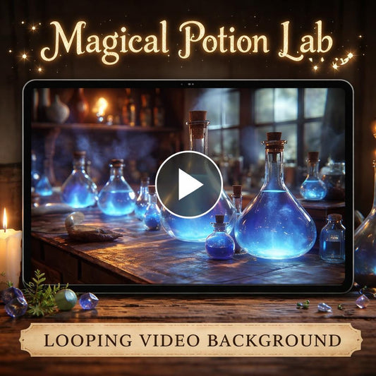 Blue Potion Laboratory Animated Background | Seamless Loop Video | Fantasy Magic Video Background for Streams and Overlays
