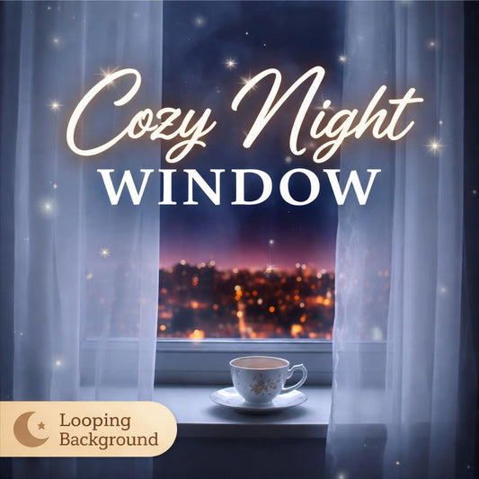 Night city background loop animation | Neon rain window scene | Winter night video for Christmas screens and projects