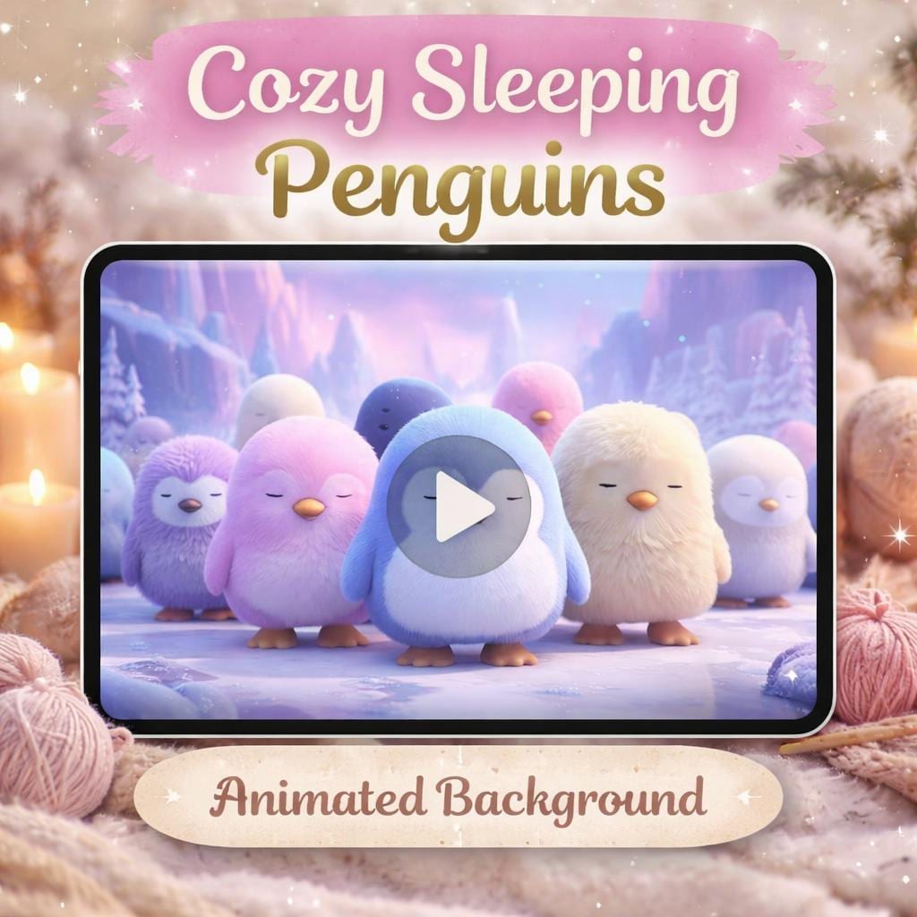 Animated Background Penguin Loop | Cute Pastel Kawaii Video | Seamless Loop Video Background for Streaming, Overlays, Vtubers