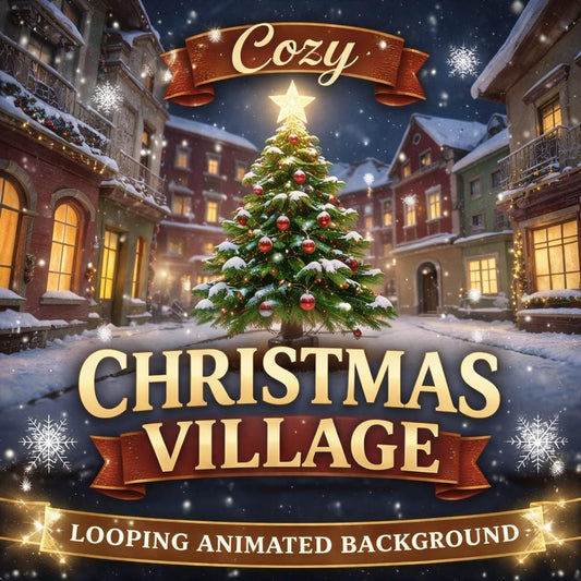 Christmas background animated loop | Snowfall forest tree video | Cozy winter ambience for screens, streaming, events