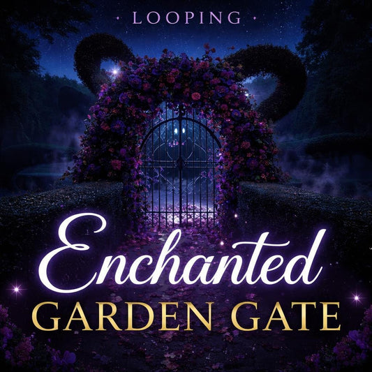 Animated Background Loop | Midnight Enchanted Garden Gate | Fantasy Nature Aesthetic Video for Streams, Overlays, VJ, YouTube