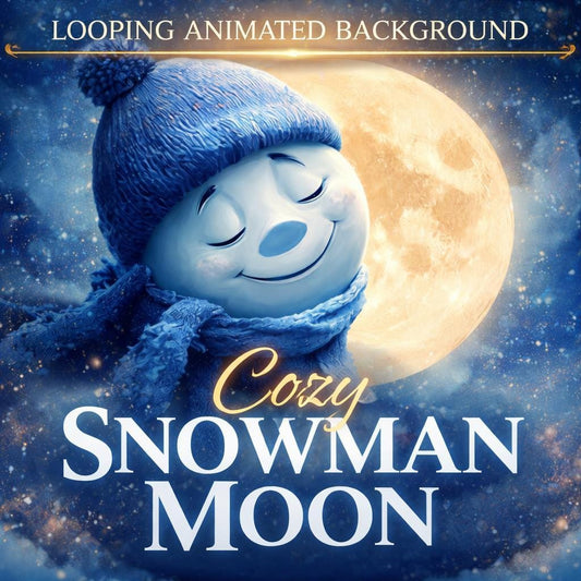 Winter snowman background loop | Cozy moon night sky animation | Lo-fi winter ambience video for streams and study