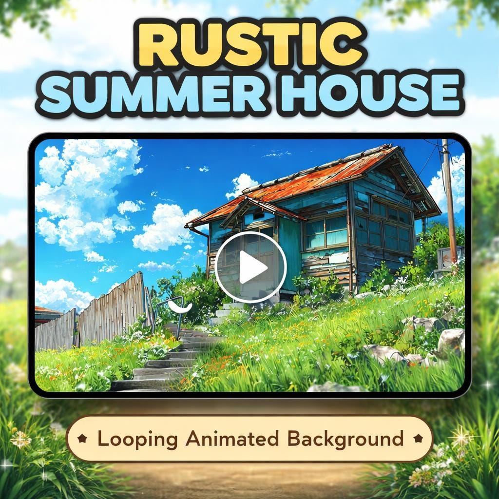Japanese Countryside Cottage Animated Background | Seamless Loop Video | Cozy Kawaii Anime Aesthetic for Streaming & Overlays