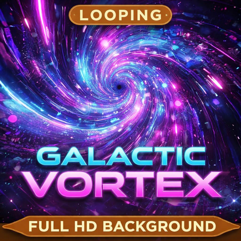 Neon galaxy vortex loop video | Cyberpunk sci-fi background, cosmic stars, space loop | Stream overlays, VJ, YouTube, games