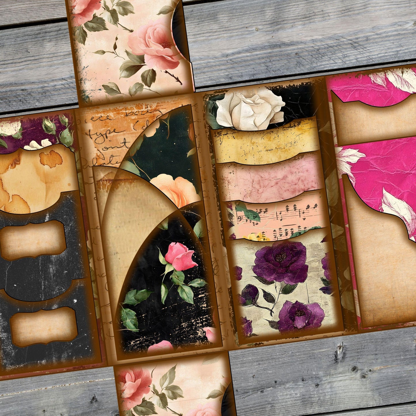 Canva Junk Journal Template - Folio Kit Canva Template - Custom Junk Journal Folio Kit - Digital Folding Folio Folder Kit, Commercial Use