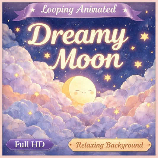 Moon Background Loop | Cute Sleeping Cloud Night Sky | Aesthetic Space Video for Relaxing, Streaming, YouTube, Zoom Backdrop