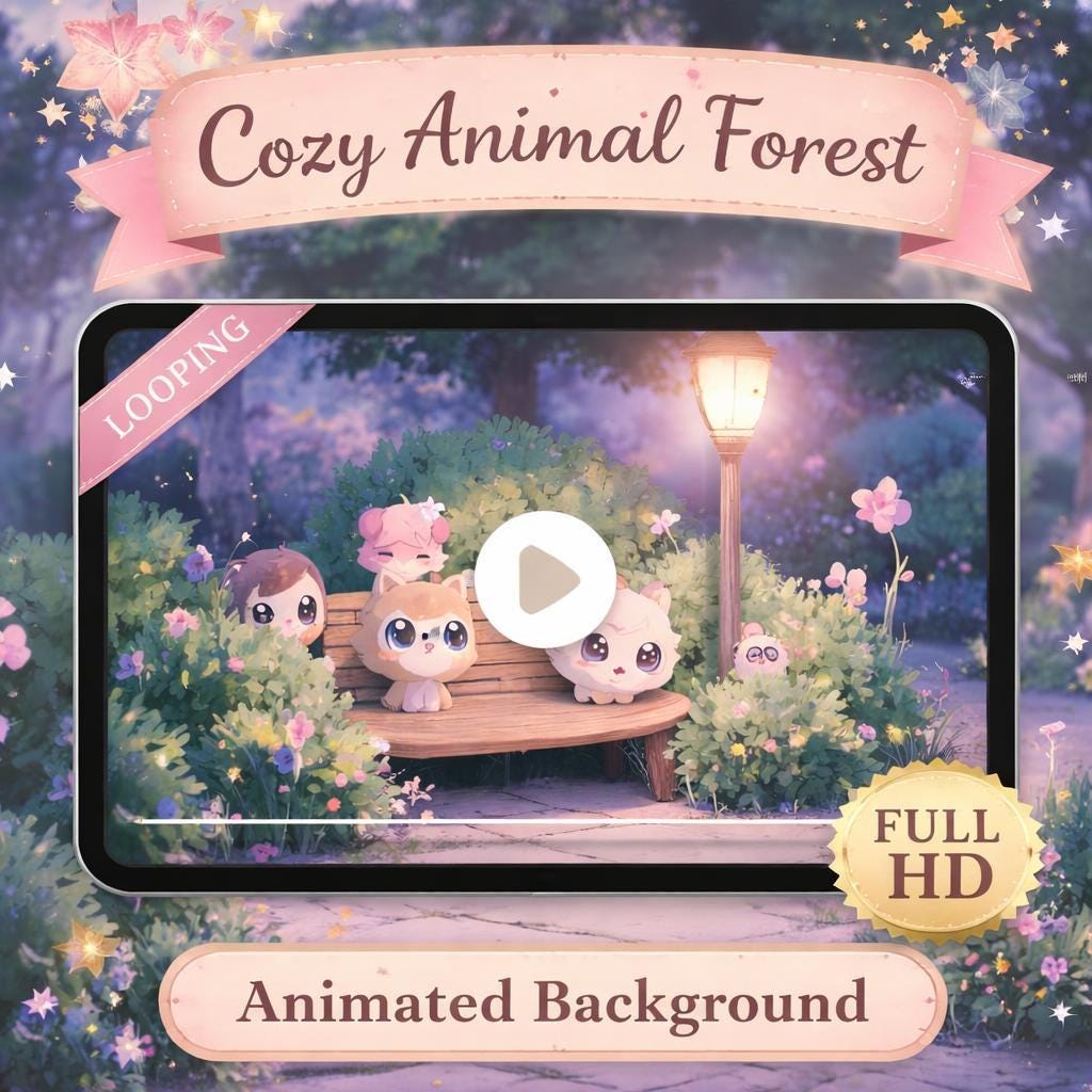 Kawaii Garden Background Loop | Cute animated nature aesthetic | Seamless video for streams, overlays, VTubers, TikTok