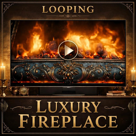 Vintage Fireplace Fire Loop Video | Seamless Animated Background | Cozy Fireplace Video Background for Streaming, Events, YouTube