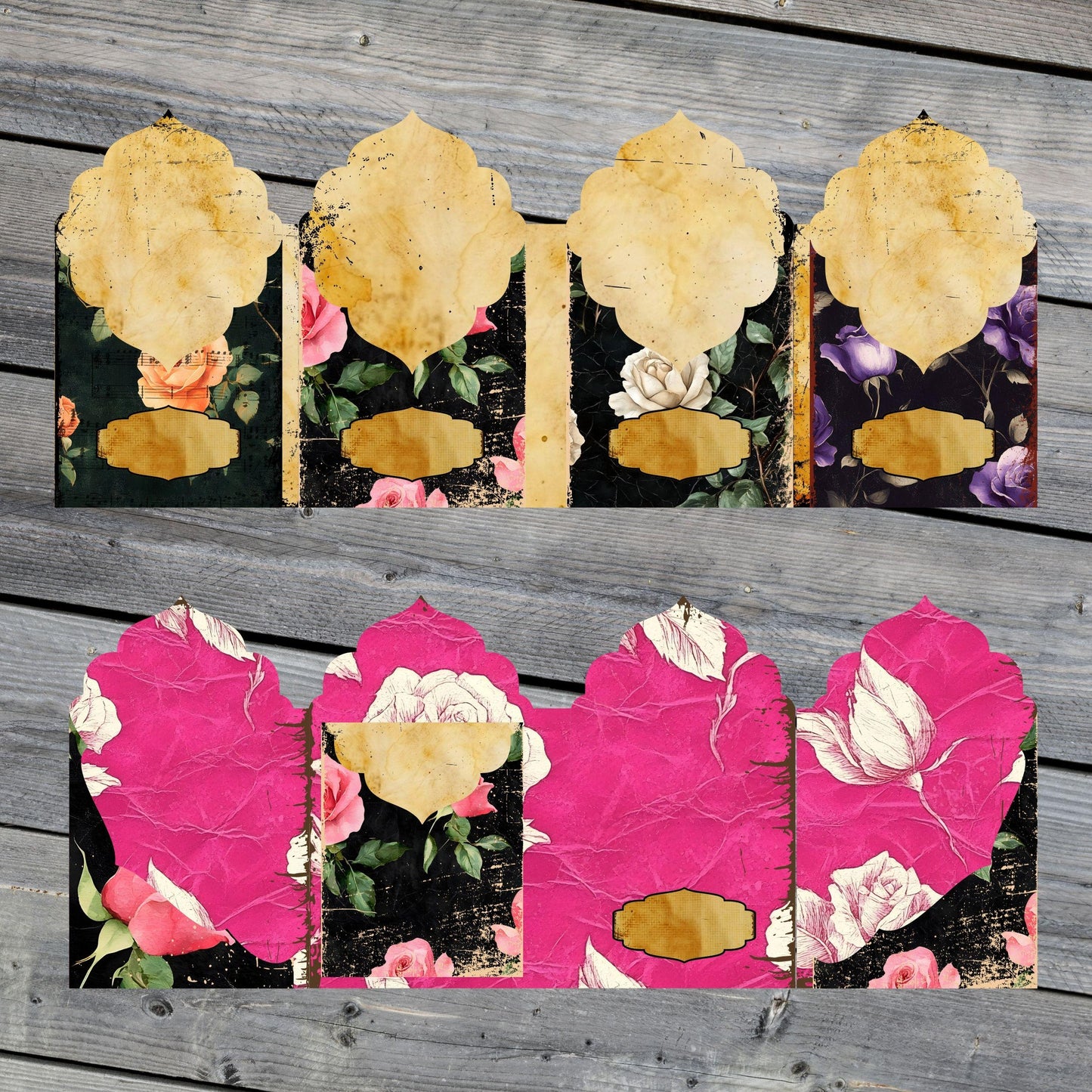 Canva Junk Journal Template - Canva Frame Folio Kit Template - Custom Junk Journal Folio - Digital Folding Folio Folder Kit, Commercial Use