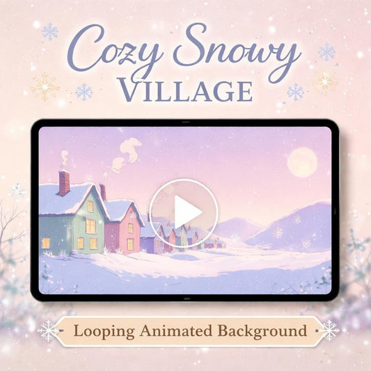 Winter Snowy Village Loop Animation | Cozy ambience winter background | Animated loop video for Christmas scenes
