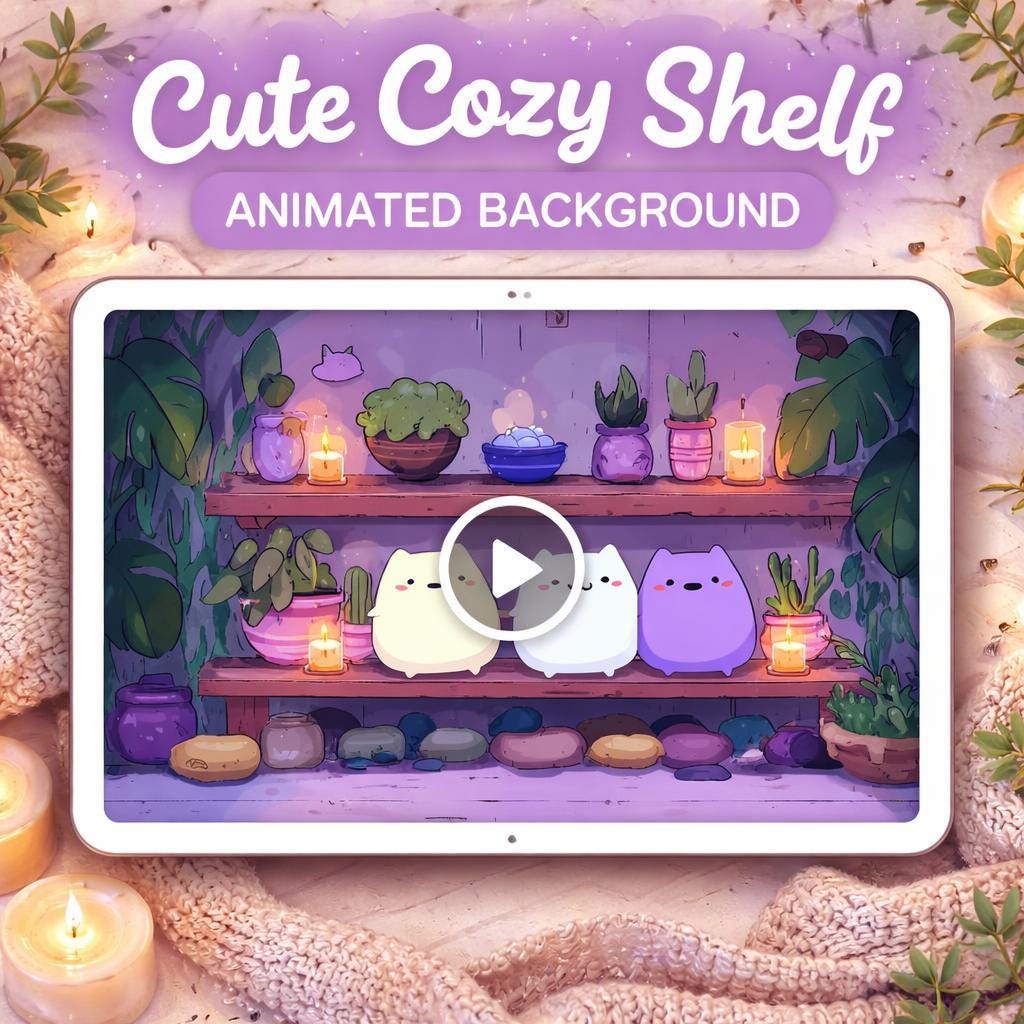 Kawaii cat background | Cozy lofi loop, cute trio animation, pets ambience | Streaming, YouTube, VTuber, wallpaper