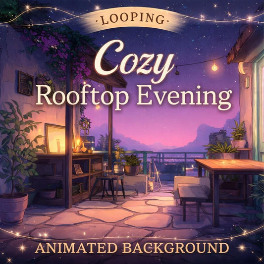 Rooftop Sunset Cafe Animated Background | Cozy Lo‑Fi Ambience, Loop Video | Relax, Study, Streaming Backdrop