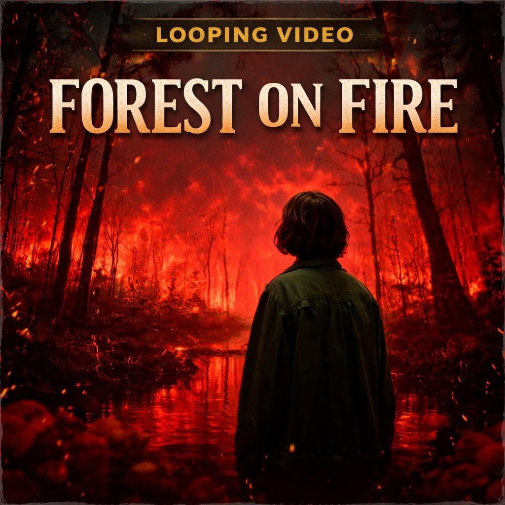 Forest Fire Animated Background Loop | Red Nature Seamless Video | Cozy Ambience for Streams, VJ, Overlays