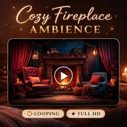 Fireplace Loop Video | Cozy lo-fi animated background | Seamless loop video background for ambience and study