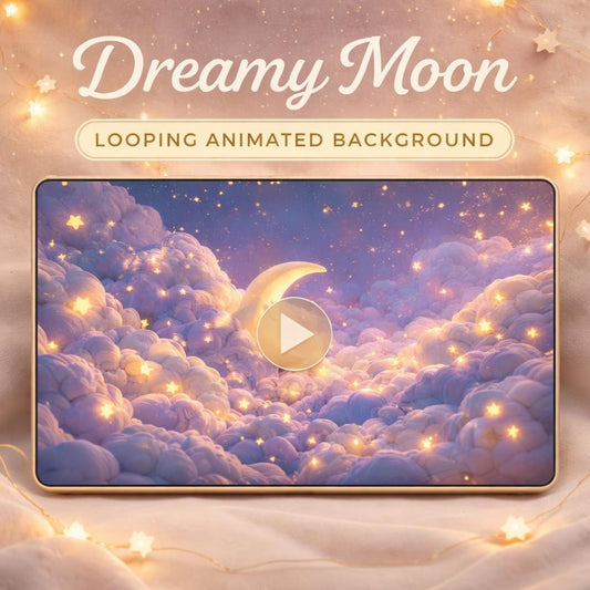 Moon Background Loop | Cute Moon and Stars Animated Backdrop | Night Sky Space Loop Video for Streaming, Overlays, and VJ Sets