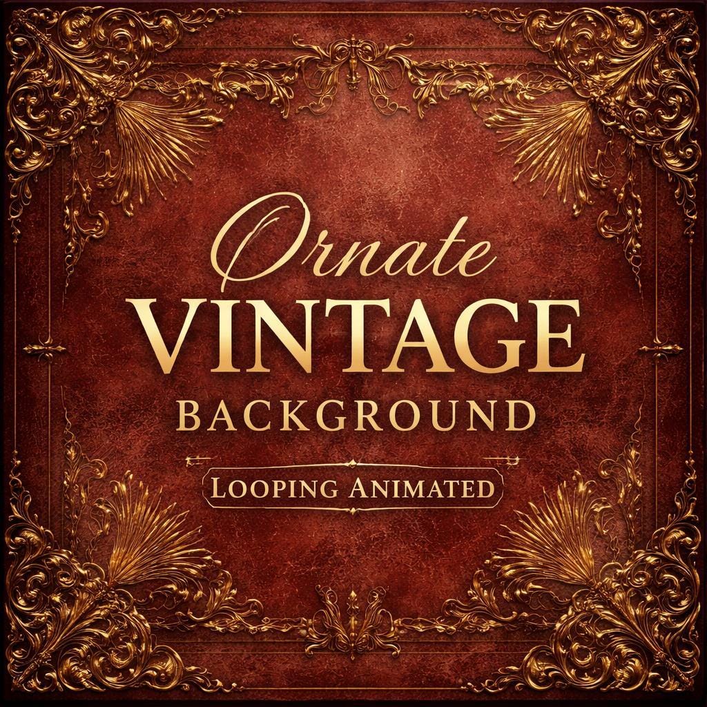 Animated background baroque ornate frame loop | vintage seamless video | elegant video background for overlays and reels