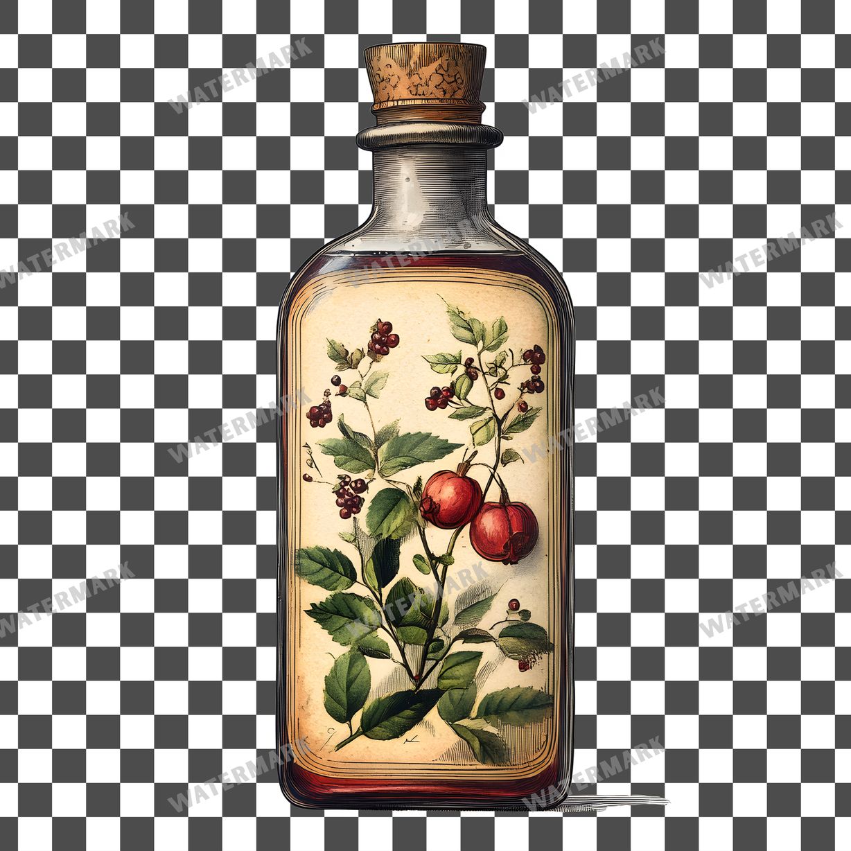 Apothecary Bottles Vintage Style Clipart Pngs
